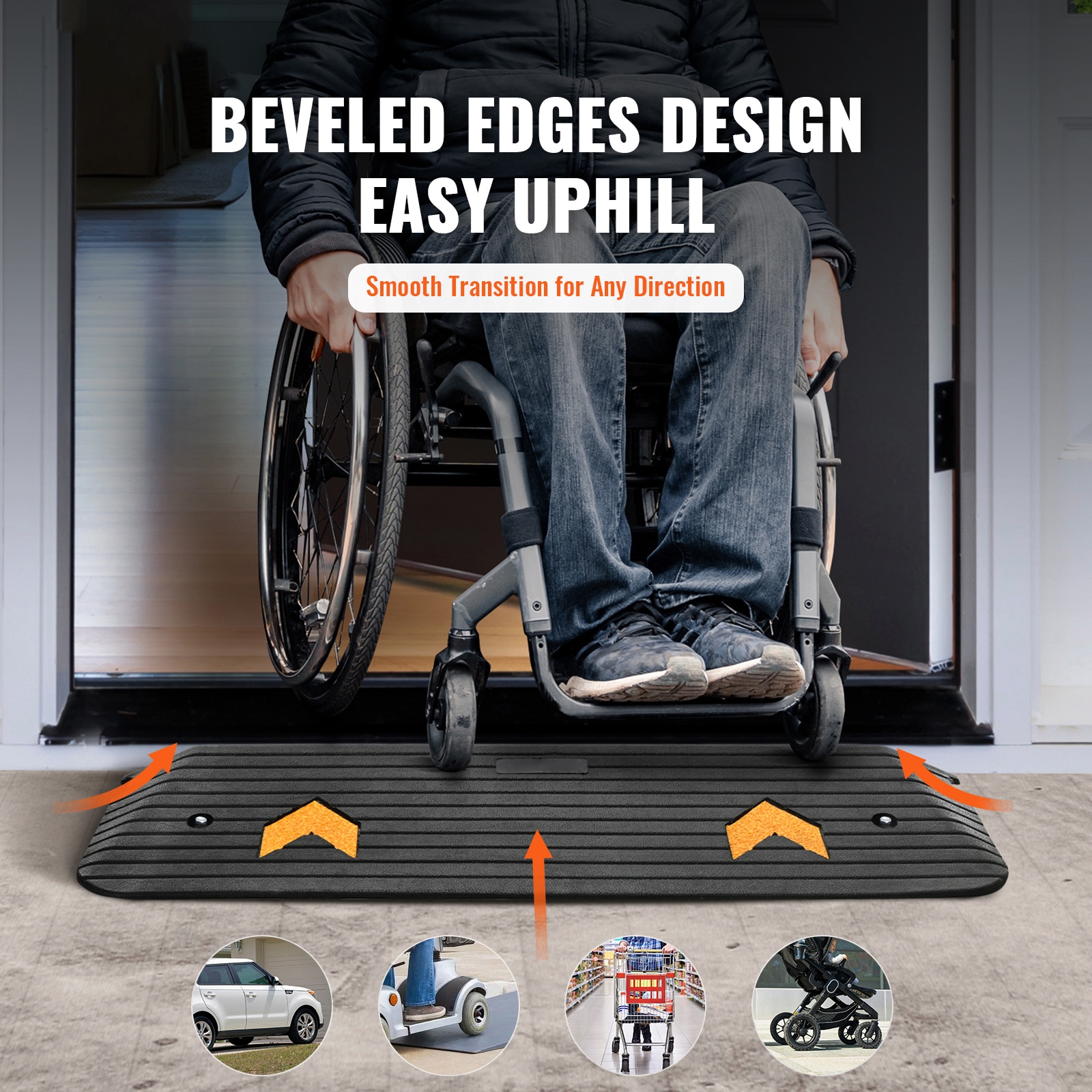 Rubber Threshold Ramp For Wheelchair And Scooter Doorway Access_voghion.com